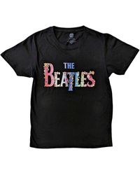 The Beatles - Floral Cotton Logo T-shirt - Lyst