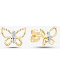T.H.Baker - 9Ct 0.05Ct Brilliant Cut Diamond Butterfly Stud Earrings The39305-05 (Yg) - Lyst