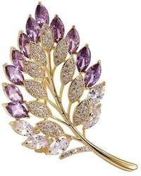 Angel Barocco - Crystal Leaf Brooch - Lyst