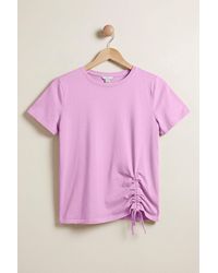 Enorsia - Combed Cotton Ruched Front Short Sleeve T-Shirt - Lyst