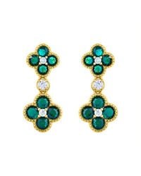 Jewelco London - Plated Cz Double Clover Solitaire Drop Earrings - Lyst