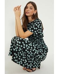 Dorothy Perkins - Spot Shirred Waist Short Sleeve Midi Dress - Lyst