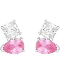 Simply Silver - Sterling Silver 925 Cubic Zirconia Pink And Purple Stud Earrings - Lyst