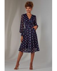 Jolie Moi - Long Sleeve Lace Print Midi Dress - Lyst
