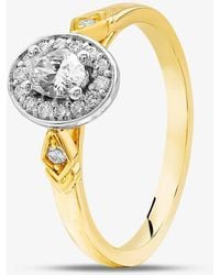 T.H.Baker - 9Ct Two 0.33Ct Diamond Oval Shoulder Set Halo Ring 30981/33 Q - Lyst