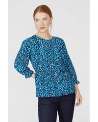 MAINE - Animal Print Frill Detail Top - Lyst
