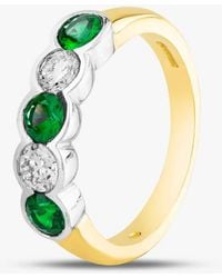 T.H.Baker - 18Ct Brilliant Cut Emerald & Diamond Five Stone Ring - Lyst