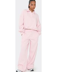 EGO - Wide Leg Button Mid Rise Joggers - Lyst