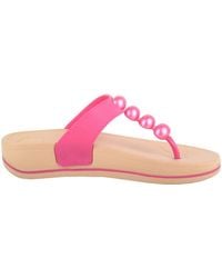 Absolute Footwear - Easy Slip On Beaded Wedged Toe Bar Summer Sandals Flip Flops - Lyst