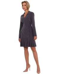 Love Lace - Viscose Pleated Long Sleeve Dress With Buttons - Lyst