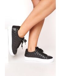 Yours - Wide Fit Lace Up Quilted Trainers - Lyst