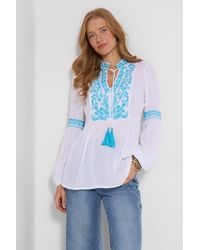 Joe Browns - Crinkle Tunic Top With Tassel Tie & Embroidered Detail - Lyst