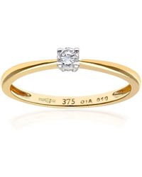 Jewelco London - 9Ct Round 10Pts Diamond 4 Claw Solitaire Engagement Ring - Lyst