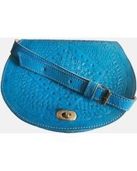 Berber Leather - 'The Temara' Embossed Leather Saddle Bag - Lyst