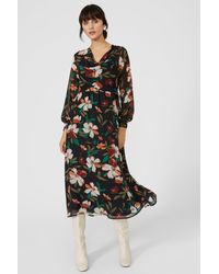 PRINCIPLES - Floral Printed Chiffon Cowl Neck Midi Dress - Lyst