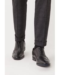 Burton - Leather Smart Black Oxford Brogue Shoes - Lyst