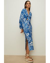 Oasis - Textured Floral Tie Front Midi Dress - Lyst