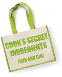 60 SECOND MAKEOVER - Large Jute Bag Cook's Secret Ingredients (shh And Gin) Green Bag - Lyst