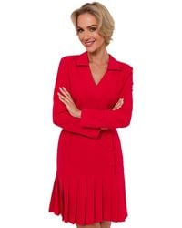 Love Lace - Viscose Pleated Long Sleeve Dress With Zip - Lyst