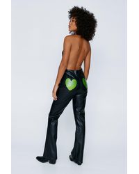 Nasty Gal - Faux Leather Heart Bum Flare Pants - Lyst