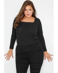 Yours - Long Sleeve Ribbed Crop Top - Lyst