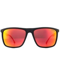 Carrera - Rectangle Matte Black Red Mirror Sunglasses - Lyst