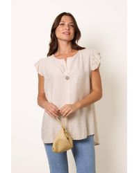 Blue Vanilla - Short Sleeve V-Neck Top - Lyst