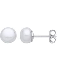 Jewelco London - Sterling Cream Pearl Levana Full Moon Button Stud Earrings - Lyst