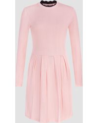 Enorsia - Ribbed Jersey Mini Dress With Lace Neck - Lyst