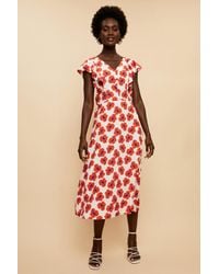 Wallis - Tall Red Floral Button Through Printed Dress - Lyst