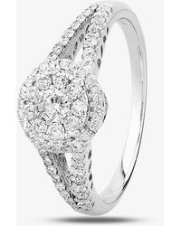 T.H.Baker - 9Ct 0.50Ct Diamond Halo Cluster Ring - Lyst