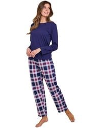 Chums - Cotton Jersey Check Long Sleeve Pyjama Set - Lyst