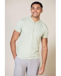 Nines - Cotton Zip Neck Polo Shirt - Lyst