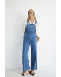 Warehouse - Petite Denim Relaxed Wide Leg Dungarees - Lyst
