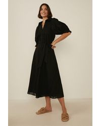 Oasis - All Over Cutwork Embroidered Midi Shirt Dress - Lyst