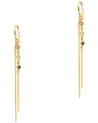 Pure Luxuries - Gift Packaged 'lettie' 18ct Yellow Gold 925 Silver And Cubic Zirconia Hoop & Chain Drop Earrings - Lyst