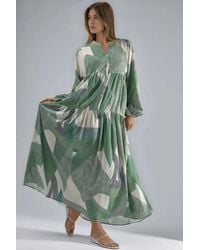Hiccup - Printed Long Sleeve Viscose Maxi Dress - Lyst
