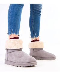 Love Lace - Ankle High Snow Boots With Fur Lining Slip On Platform Warm - Lyst