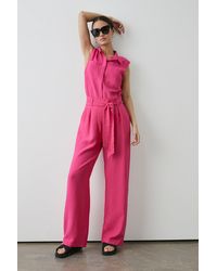 PRINCIPLES - Pink Belted Wide Leg Trouser - Lyst