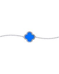 Jewelco London - Clover Agate Cz Halo Lucky Charm Bracelet 7-8.5" - Lyst