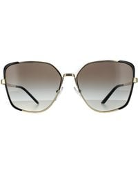 Prada - Rectangle Pale Gold And Black Grey Gradient Sunglasses - Lyst