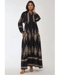 Hiccup - Printed Long Sleeve Viscose Maxi Dress - Lyst