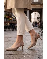 Spot on - Pointed Toe Slingback Kitten Heel Court Shoes - Lyst