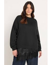 Yours - Satin Asymmetric Hem Sweatshirt - Lyst