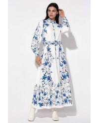 Msn-Collection - Floral Belted Maxi Shirt Dress - Lyst