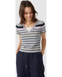 MAINE - Multi Striped Stud V Neck T-shirt - Lyst