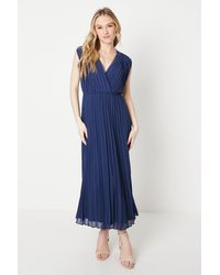 Oasis - Occasion Pleated Wrap Midaxi Dress - Lyst