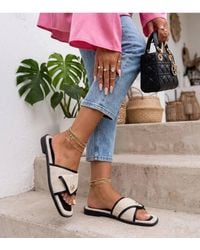 Love Lace - Summer Low Heel Slip-On Faux Leather Sliders - Lyst