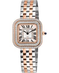 Gv2 - Bellagio Swiss Made Diamond Watch, Silver-white Dial, Two Toned Ss/iprg Bracelet - Lyst