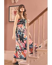 Izabel London - Floral Wave Trim Sleeveless Maxi Dress - Lyst